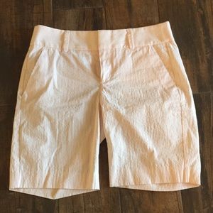Pink/white seersucker bermuda shorts!